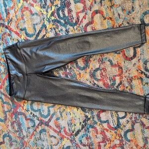 90 Degree By Reflex Metallic Silver Yoga Pants Size Small